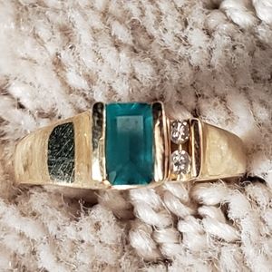 14k Emerald and Diamond ring